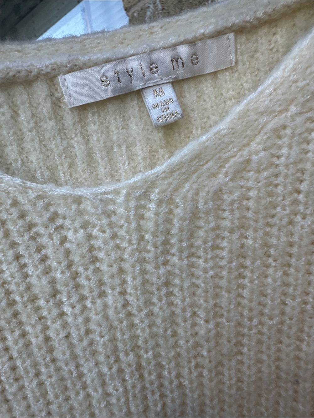 Forever 21 Cream V-Neck Knit Sweater Dress - Picture 3 of 3